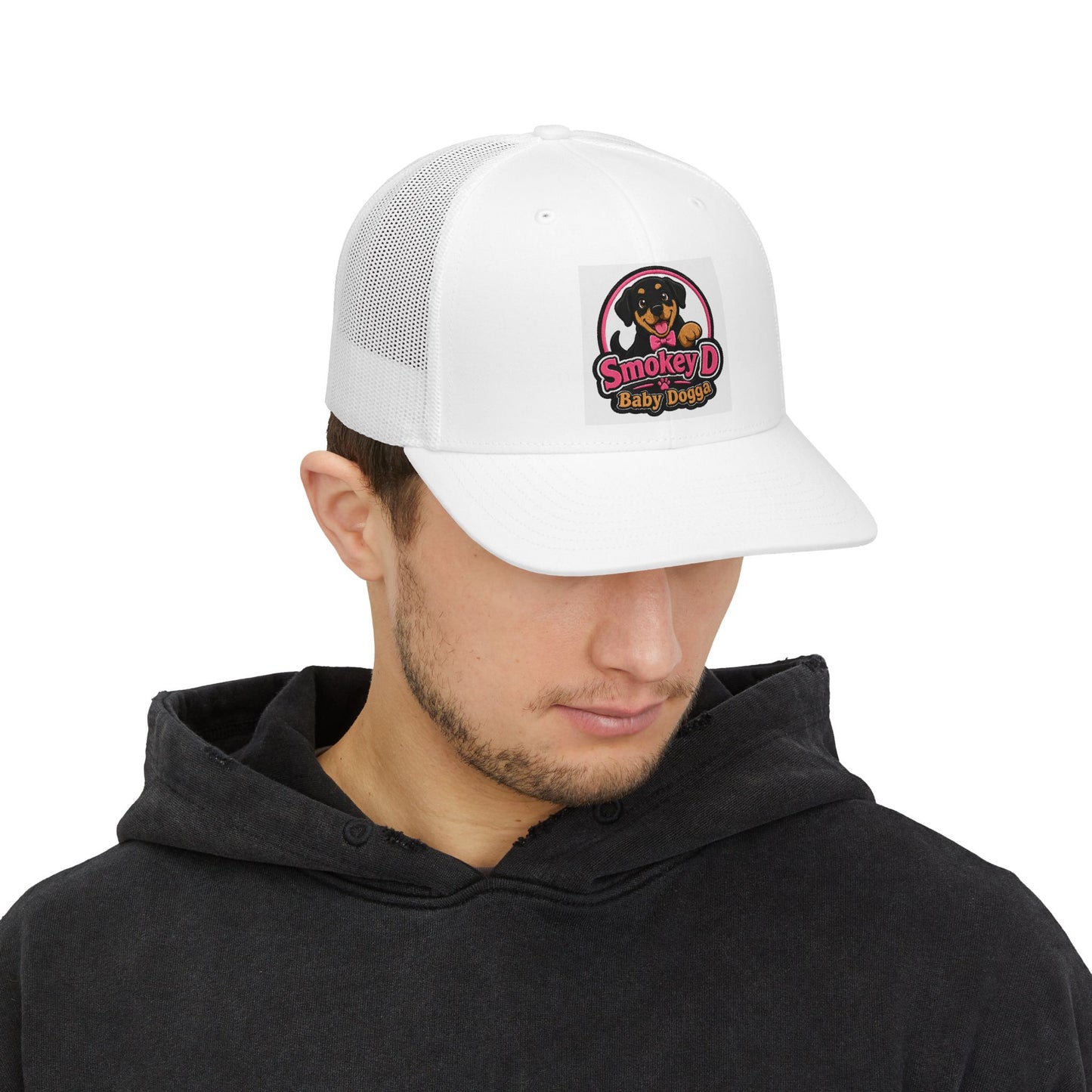 Smokey D Baby Dogga Embroidered Snapback Trucker Cap – Pink Bow Tie Logo Hat