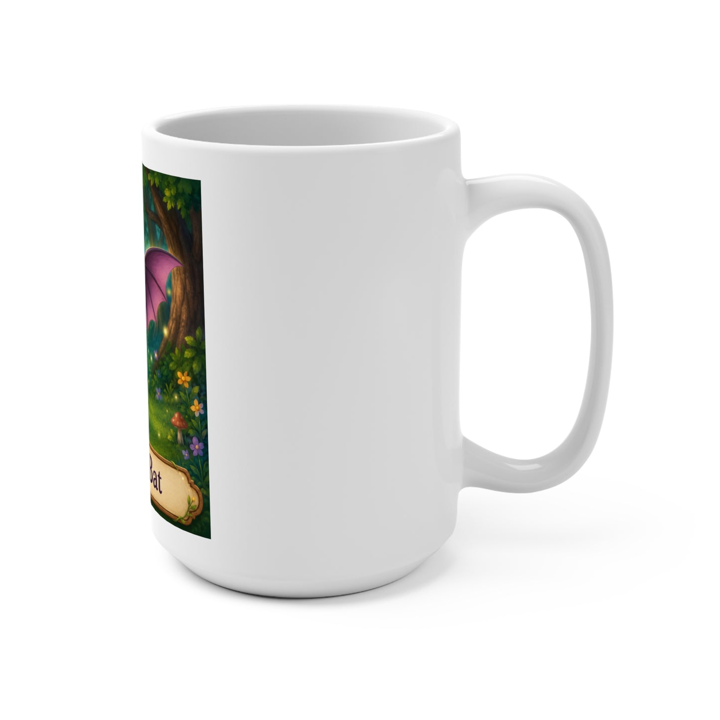 Bella the Bat 15 oz Ceramic Coffee Mug | Cute Cartoon Bat Mug | Smokey D Baby Dogga | Microwave & Dishwasher Safe