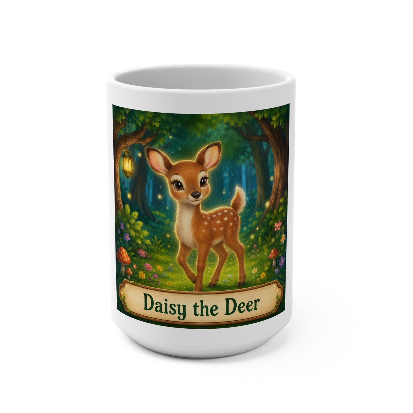Daisy the Deer 15 oz Ceramic Coffee Mug | Cute Woodland Deer Mug | Smokey D Baby Dogga | Microwave & Dishwasher Safe