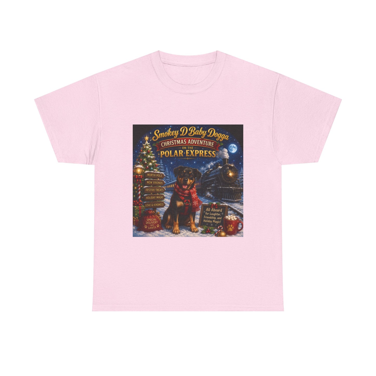 Smokey D Baby Dogga Polar Express Christmas T-Shirt – Gildan 5000 Heavy Cotton Tee